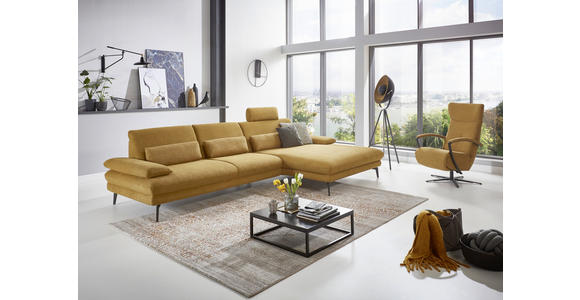 WOHNLANDSCHAFT in Chenille Currygelb - Currygelb/Schwarz, Design, Textil/Metall (310/180cm) - Dieter Knoll