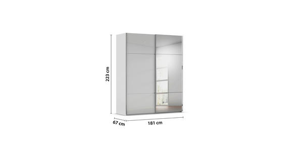 SCHWEBETÜRENSCHRANK 181/223/68 cm 2-türig - Chromfarben, KONVENTIONELL, Glas/Holzwerkstoff (181/223/68cm) - Novel