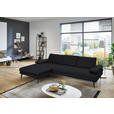 ECKSOFA in Echtleder Anthrazit  180/310 cm  - Anthrazit/Schwarz, Design, Leder/Metall (180/310cm) - Dieter Knoll