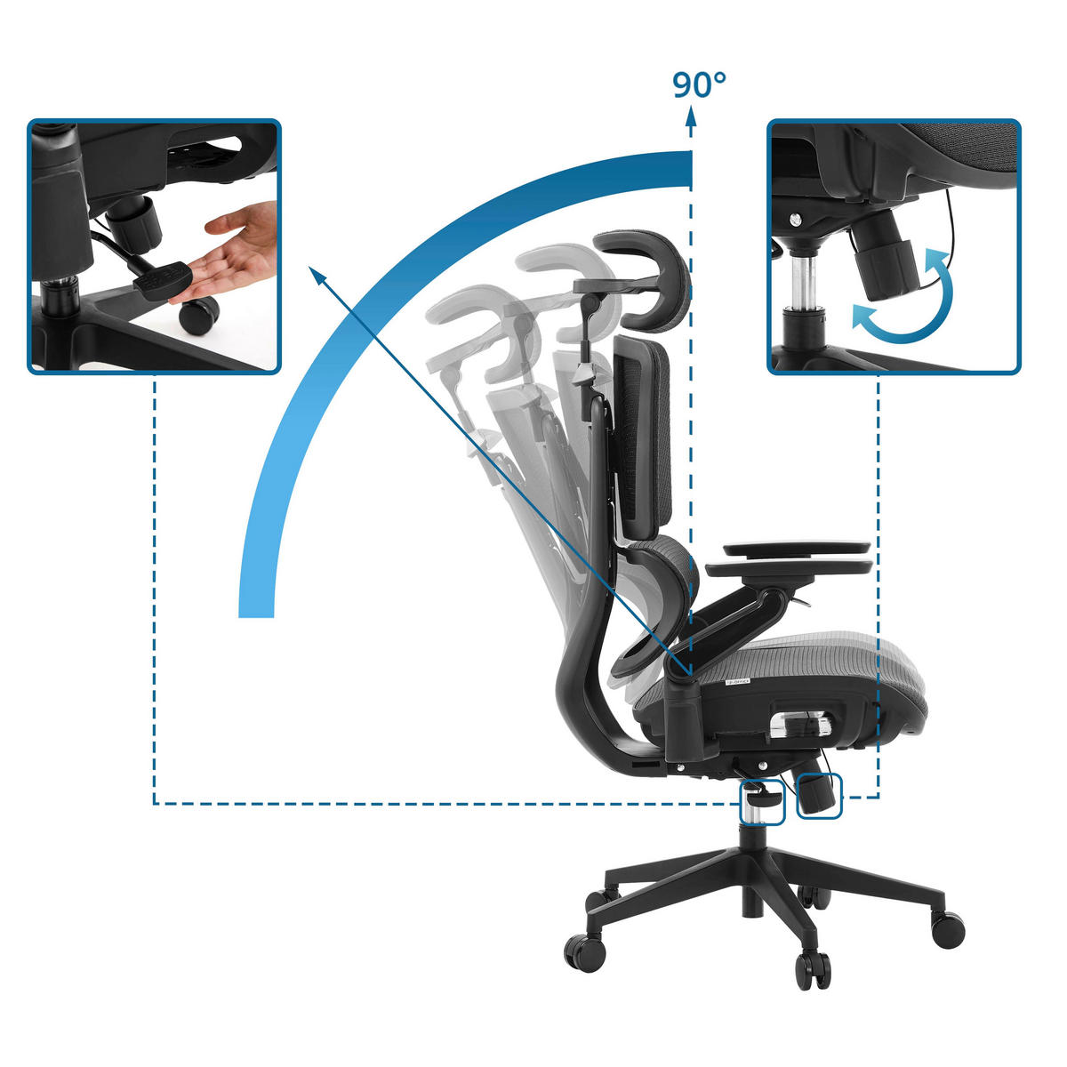 DREHSTUHL Flachgewebe Schwarz  - Silberfarben/Schwarz, MODERN, Kunststoff/Textil (68/113/67cm) - MID.YOU