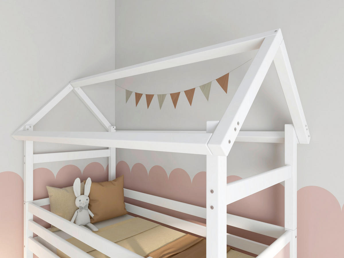 HOCHBETT 90/200 cm,  in Rosa, Weiß, Leiter, Rollrost  - Rosa/Weiß, MODERN, Holz (90/200cm) - Chameo