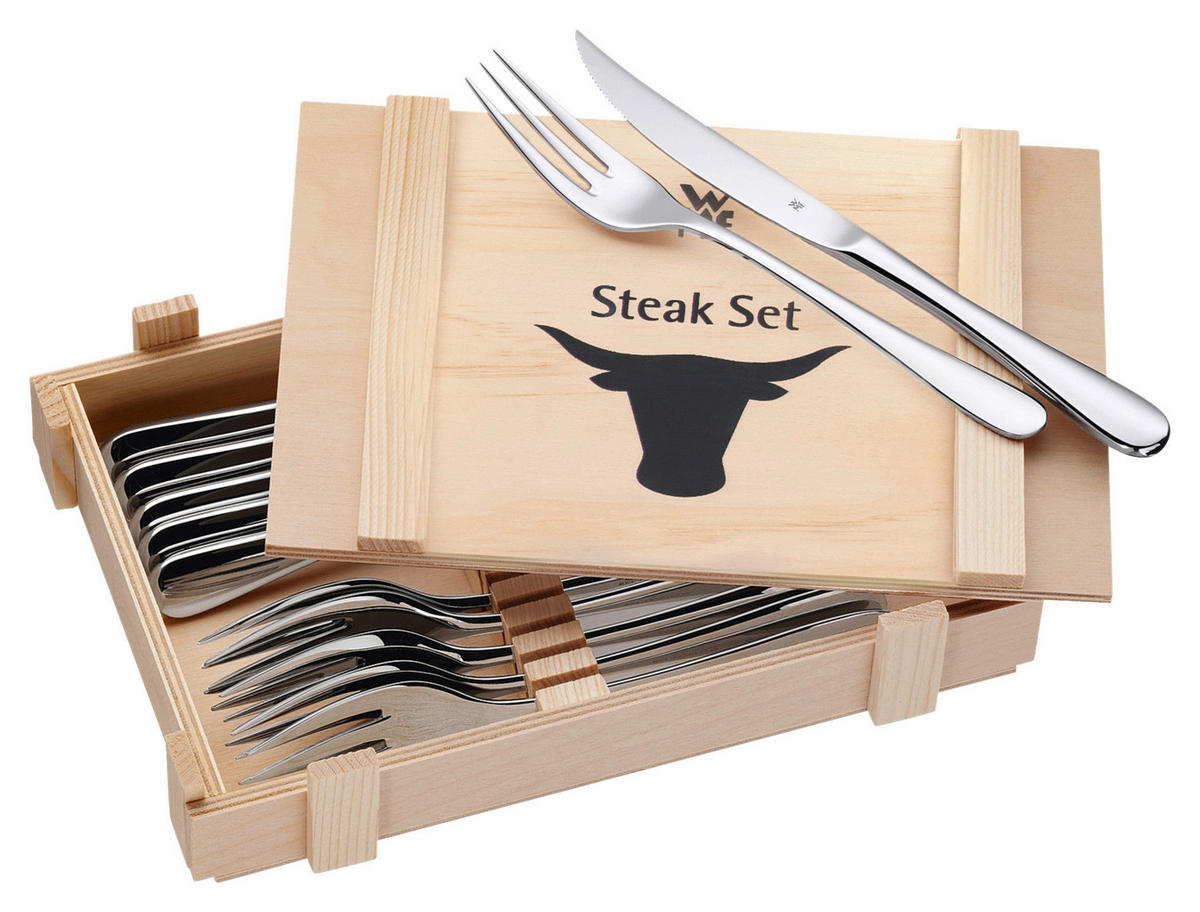 STEAKBESTECK 12-teilig  Ranch  - Silberfarben, Design, Metall (23cm) - WMF