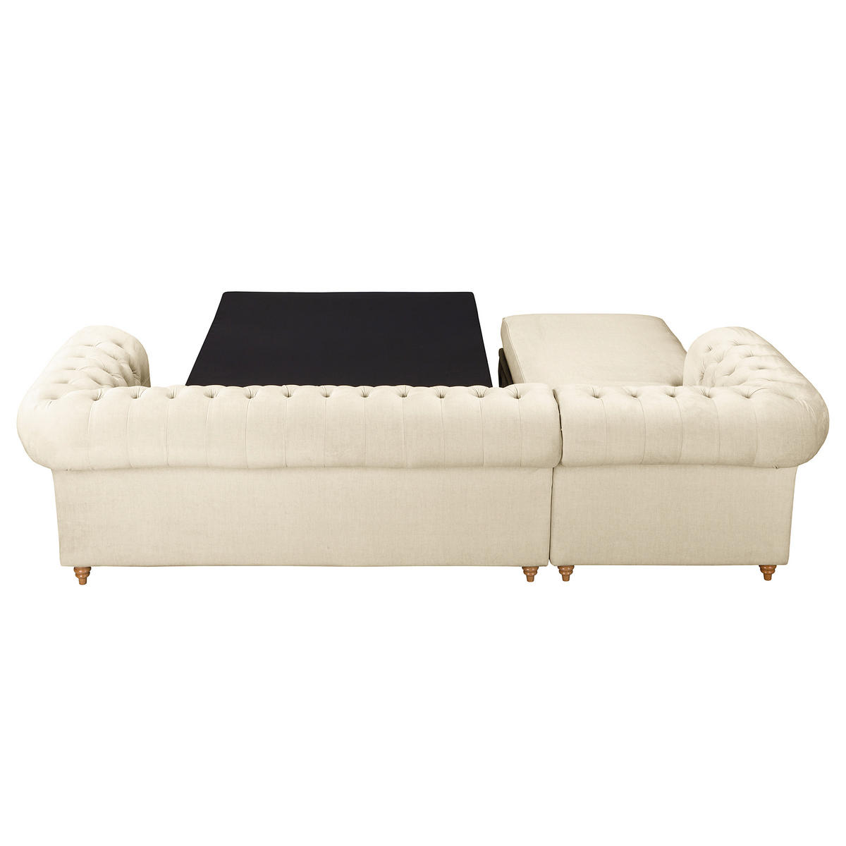 ECKSOFA Laura in Mikrofaser Creme  182/284 cm  - Creme/Braun, Design, Holz/Textil (182/284cm) - P & B