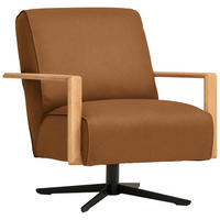 SESSEL in Echtleder Hellbraun  - Wildeiche/Hellbraun, Design, Leder/Holz (72/82/86cm) - Koinor