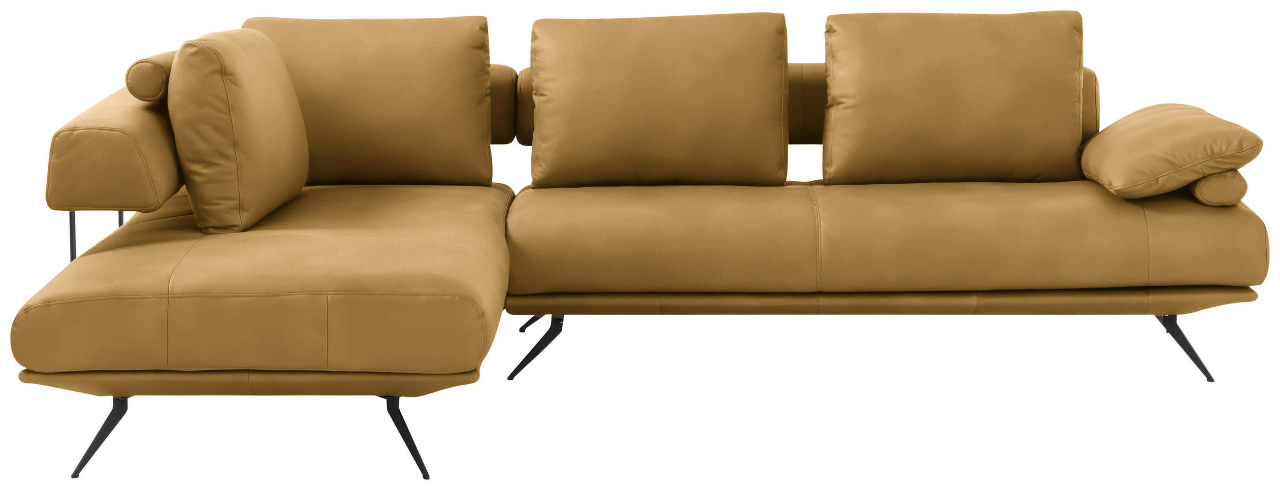 ECKSOFA in Echtleder Currygelb  - Currygelb/Schwarz, Design, Leder/Metall (231/305cm) - Dieter Knoll
