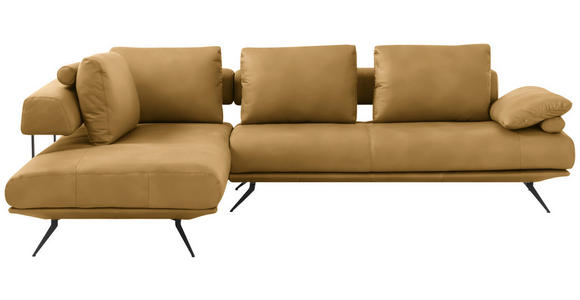 ECKSOFA in Echtleder Currygelb  - Currygelb/Schwarz, Design, Leder/Metall (231/305cm) - Dieter Knoll