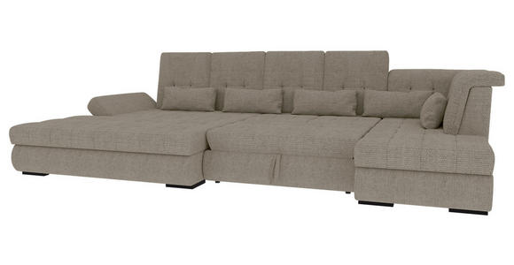 WOHNLANDSCHAFT  in Struktur Greige  - Greige/Schwarz, KONVENTIONELL, Kunststoff/Textil (191/363/212cm) - Carryhome