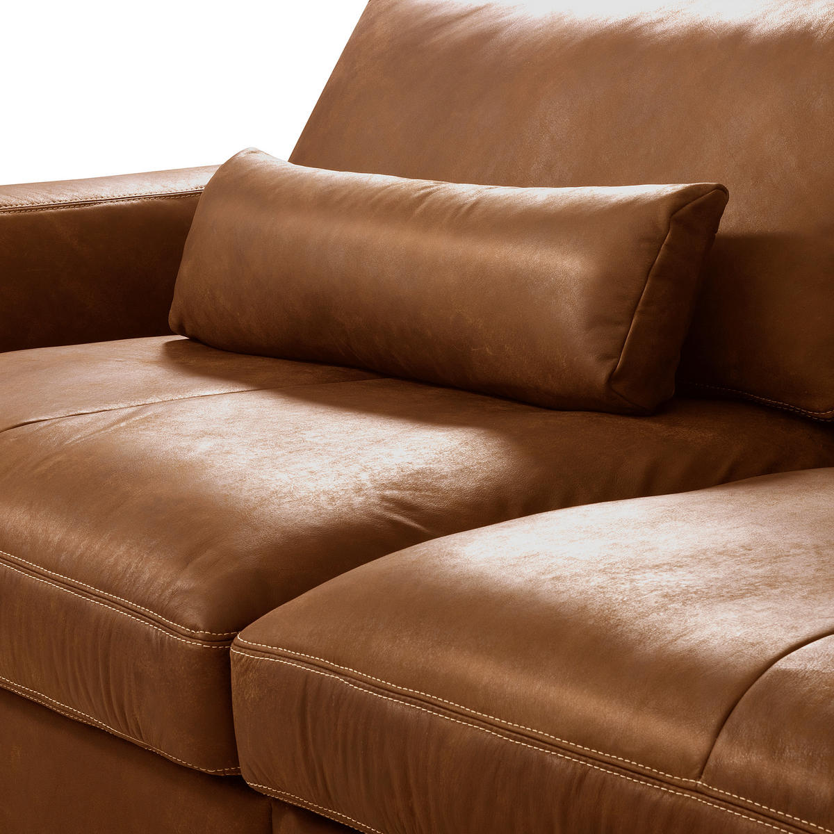 3-SITZER-SOFA  in Echtleder Cognac   - Cognac/Beige, Design, Leder/Kunststoff (300/85/123cm) - Livetastic
