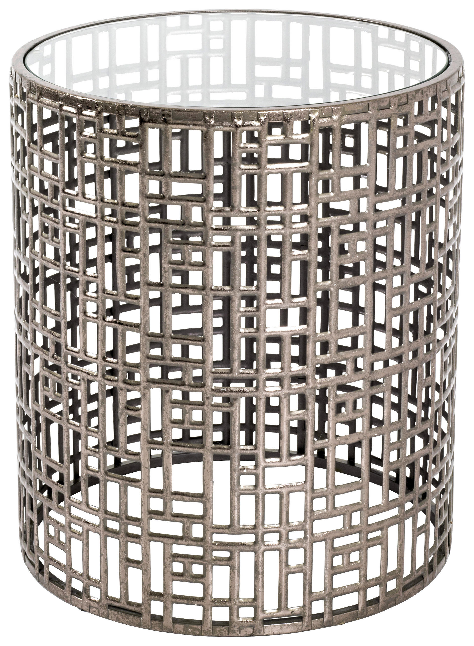 BEISTELLTISCH 38/38/45 cm Enz Bronzefarben rund  - Bronzefarben, LIFESTYLE, Glas/Metall (38/38/45cm)