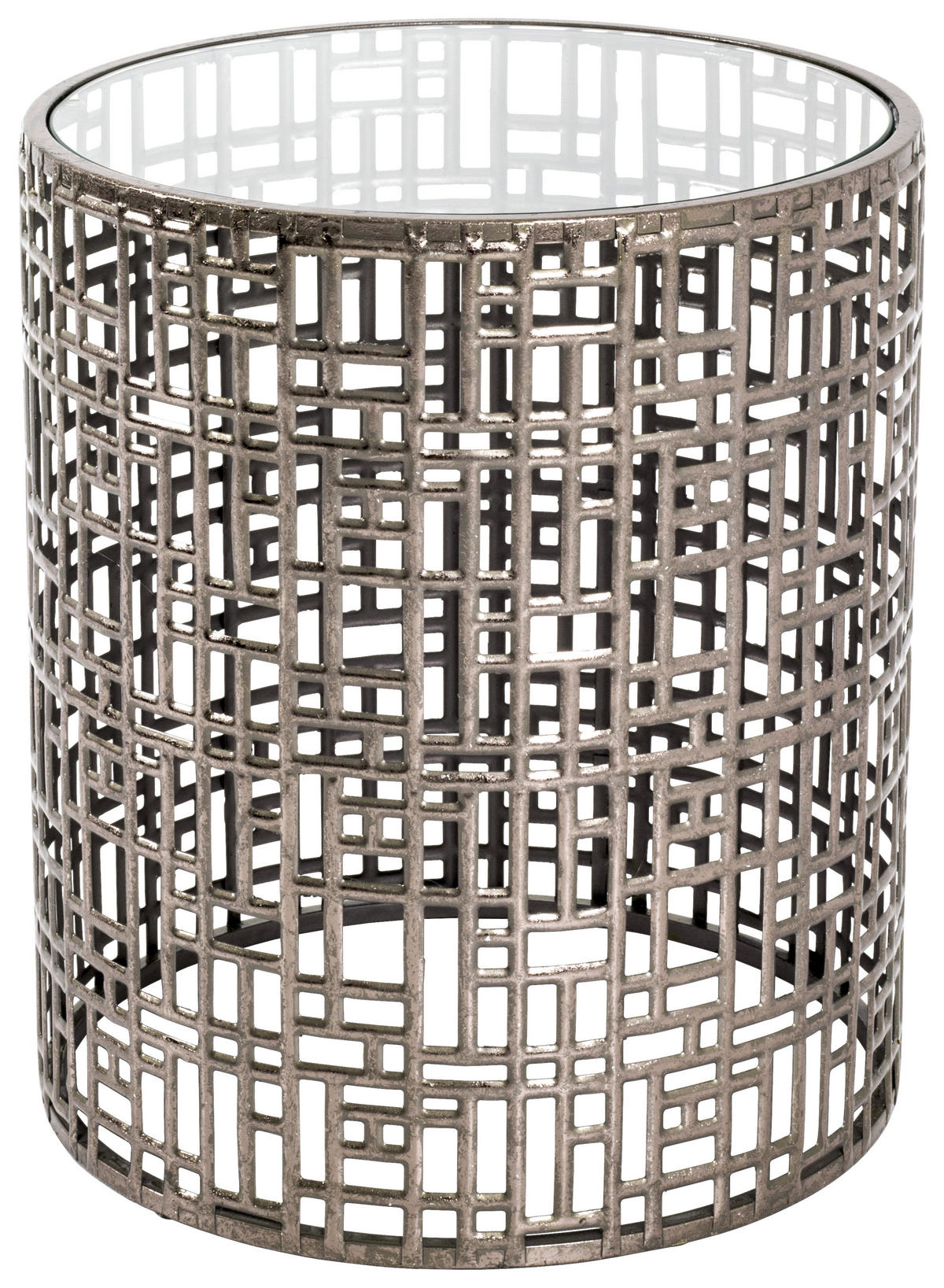 BEISTELLTISCH 38/38/45 cm Enz Bronzefarben rund  - Bronzefarben, LIFESTYLE, Glas/Metall (38/38/45cm)