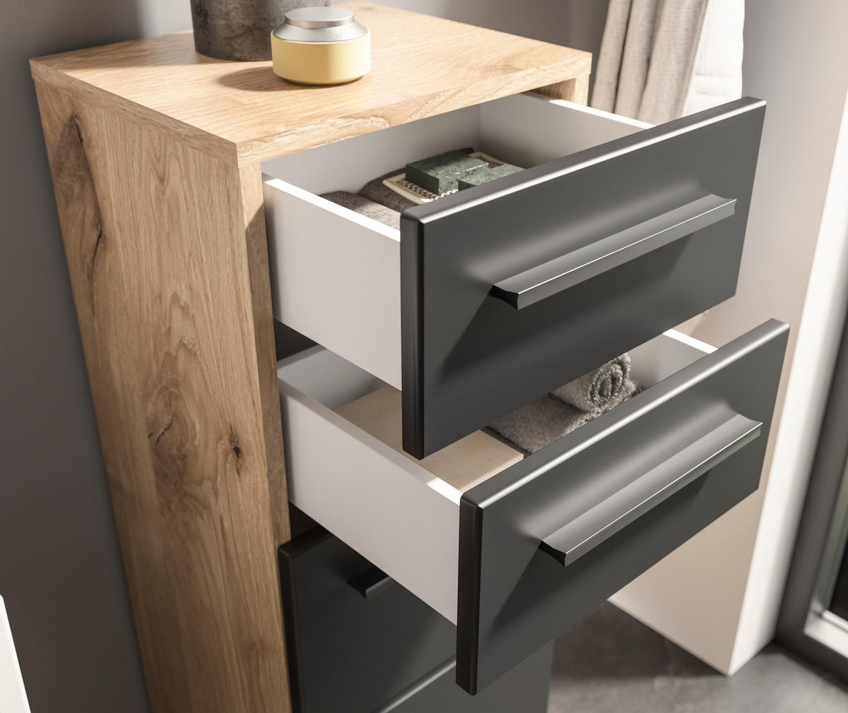 MIDISCHRANK 34/104/31 cm  - Eichefarben/Schwarz, Modern, Holzwerkstoff/Kunststoff (34/104/31cm) - MID.YOU