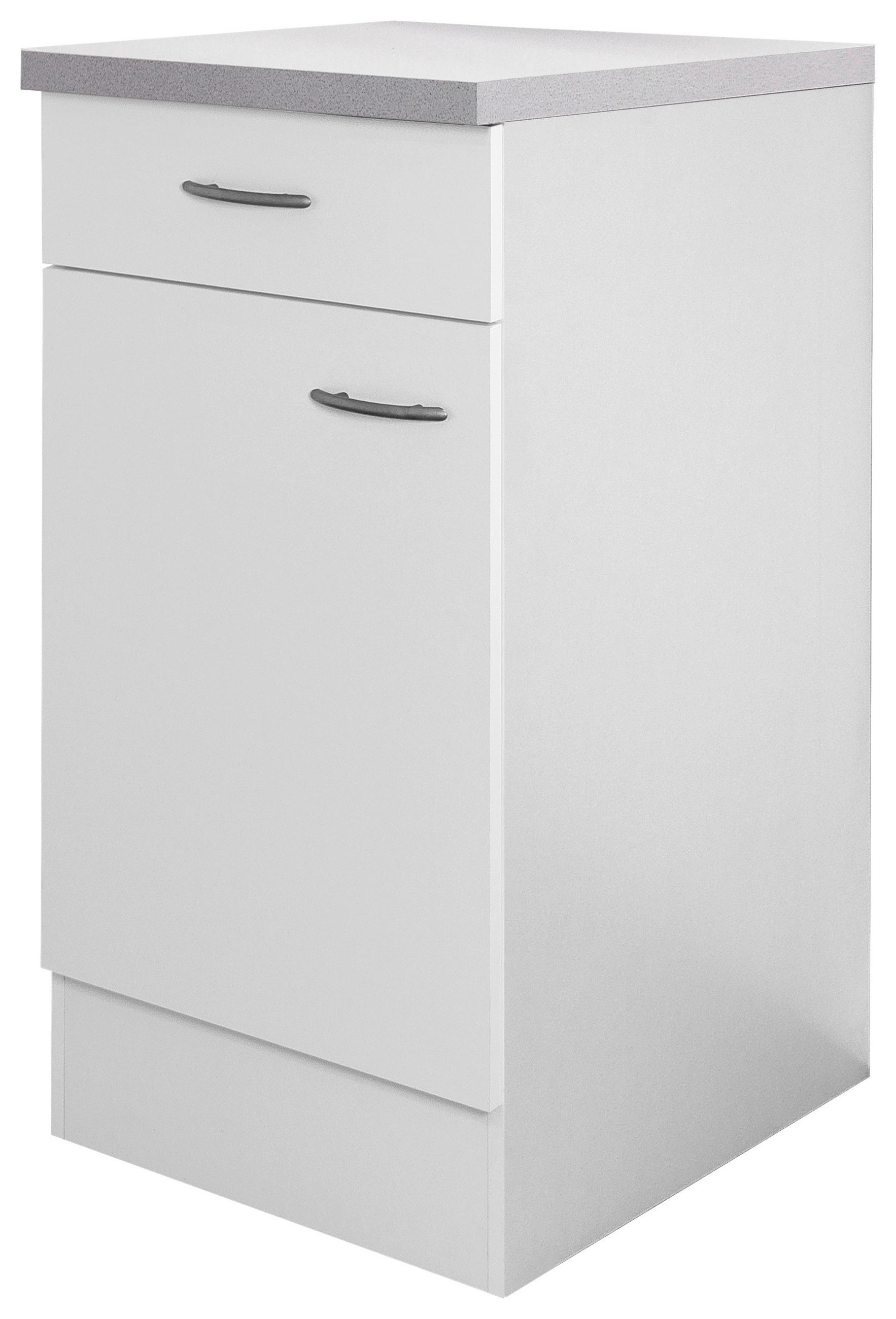 KÜCHENUNTERSCHRANK 40/85/60 cm  in Weiß  - Edelstahlfarben/Hellgrau, Holzwerkstoff/Kunststoff (40/85/60cm) - FlexWell