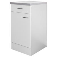 KÜCHENUNTERSCHRANK 40/85/60 cm  in Weiß  - Edelstahlfarben/Hellgrau, Holzwerkstoff/Kunststoff (40/85/60cm) - FlexWell