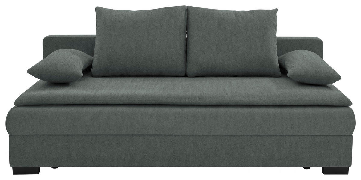 SCHLAFSOFA  in Samt Dunkelgrau  - Dunkelgrau/Schwarz, KONVENTIONELL, Kunststoff/Textil (207/94/90cm) - Venda