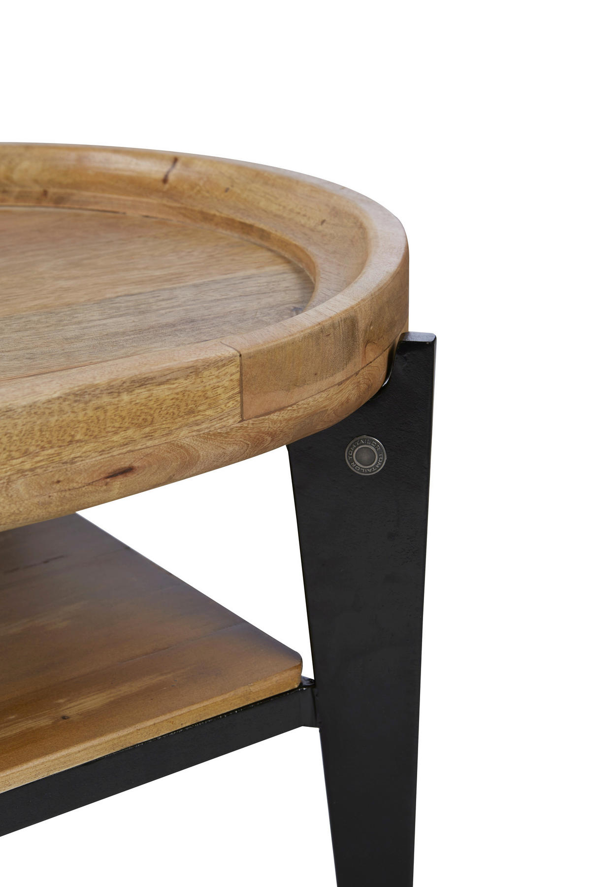 COUCHTISCH Mangoholz massiv 120/50/40 cm oval Naturfarben, Schwarz  - Schwarz/Naturfarben, Design, Holz/Metall (120/50/40cm) - MID.YOU