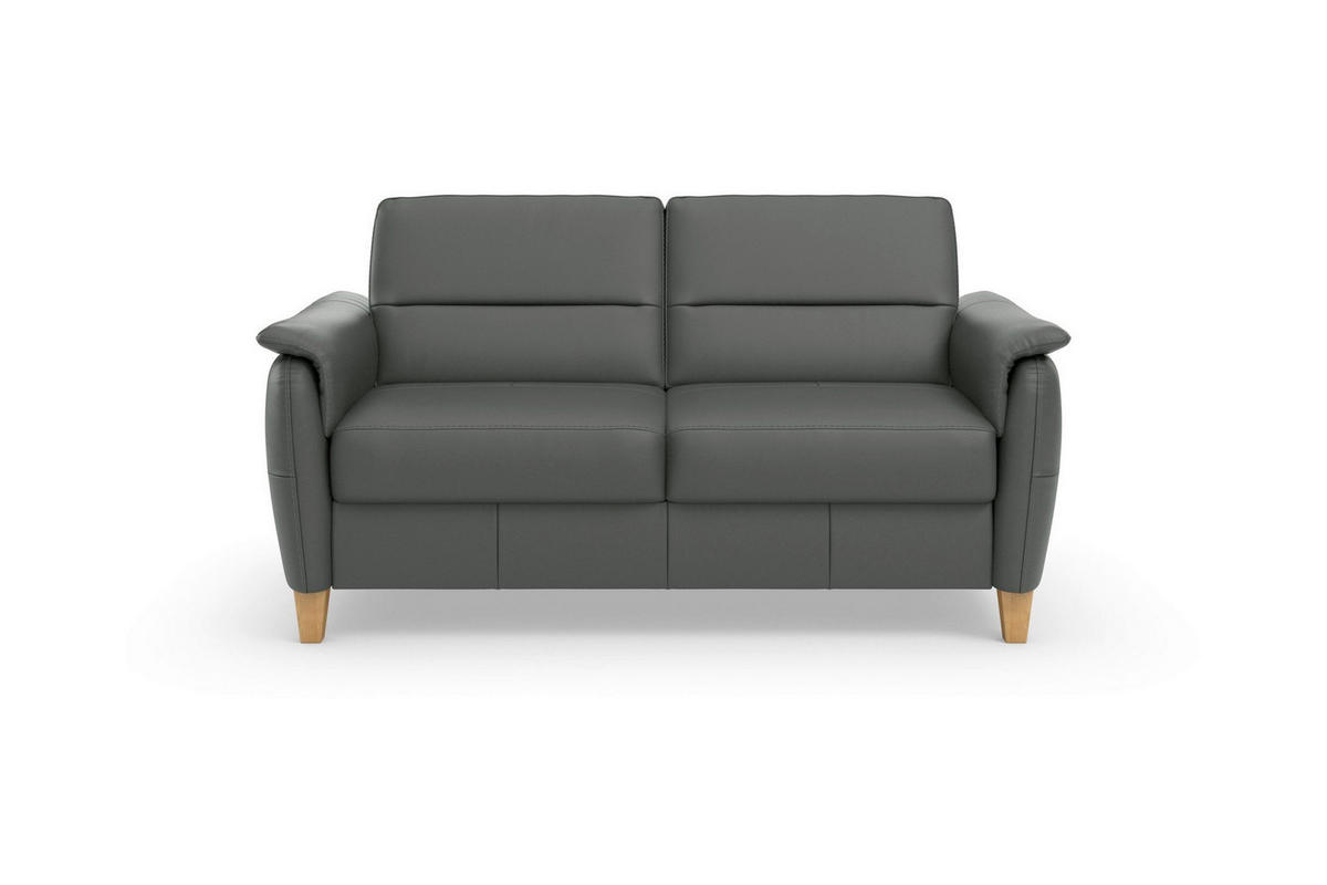 3-SITZER-SOFA Echtleder Anthrazit  - Eichefarben/Anthrazit, Basics, Leder/Holz (179/89/89cm) - Sit & More
