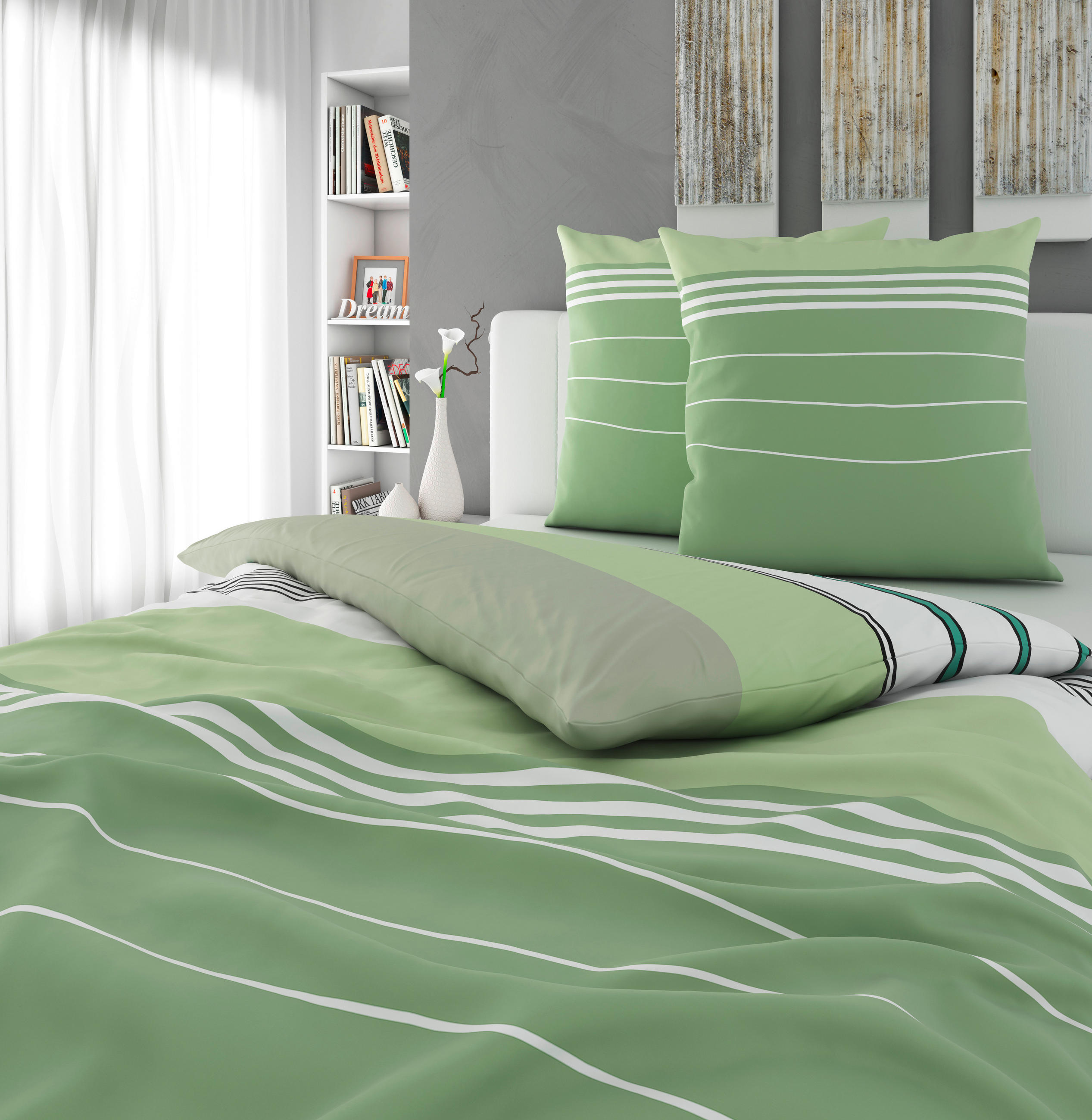 BETTWÄSCHE Manchi Renforcé 200/200 cm  - Grün, KONVENTIONELL, Textil (200/200cm) - Novel