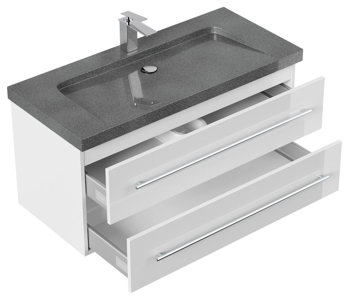 WASCHTISCHKOMBI 100 cm  - Weiß Hochglanz, Basics, Holzwerkstoff/Stein (100cm) - MID.YOU