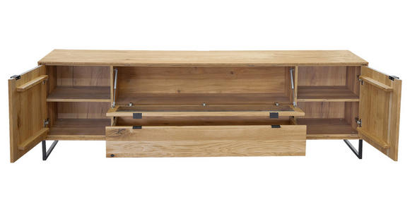 TV-ELEMENT Eichefarben  212/66,4/45 cm  - Eichefarben/Schwarz, Natur, Glas/Holz (212/66,4/45cm) - Carryhome