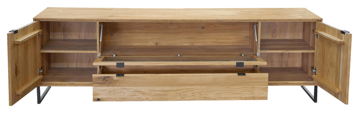 TV-ELEMENT Eichefarben  212/66,4/45 cm  - Eichefarben/Schwarz, Natur, Glas/Holz (212/66,4/45cm) - Carryhome