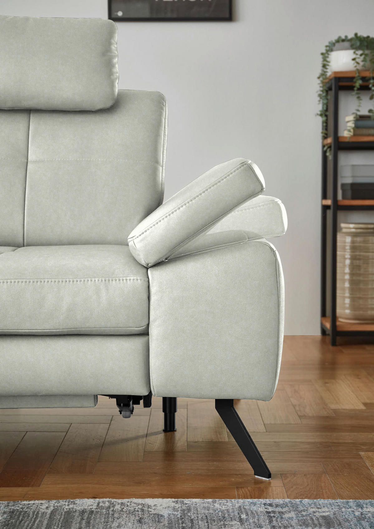ECKSOFA in Lederlook, Mikrofaser Hellgrau  - Hellgrau/Schwarz, Design, Textil/Metall (194/261cm) - Beldomo System