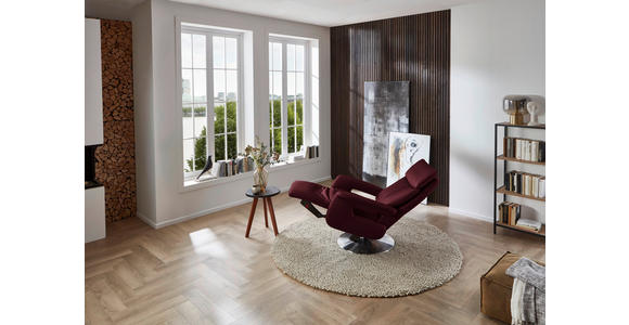 RELAXSESSEL in Leder Weinrot - Edelstahlfarben/Weinrot, Design, Leder/Metall (78/112/85cm) - Cantus