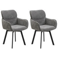 STUHL-SET 2 Stück  in Stahl Webstoff  - Dunkelgrau/Schwarz, MODERN, Textil/Metall (61/90/63cm) - MID.YOU