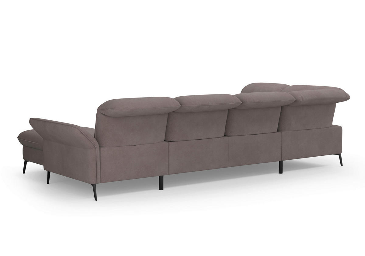WOHNLANDSCHAFT in Flachgewebe Taupe  - Taupe/Schwarz, KONVENTIONELL, Textil/Metall (231/359/198cm) - Sit & More