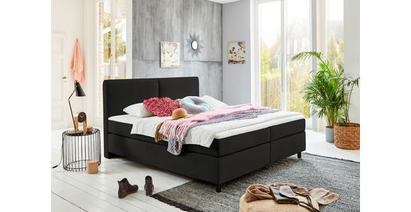 BOXSPRINGBETT 180/200 cm  in Schwarz  - Schwarz, KONVENTIONELL, Kunststoff/Textil (180/200cm) - Hom`in