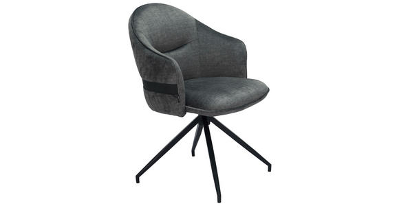 STUHL Webstoff Graphitfarben, Schwarz - Graphitfarben/Schwarz, Design, Textil/Metall (63/83/63cm) - Novel