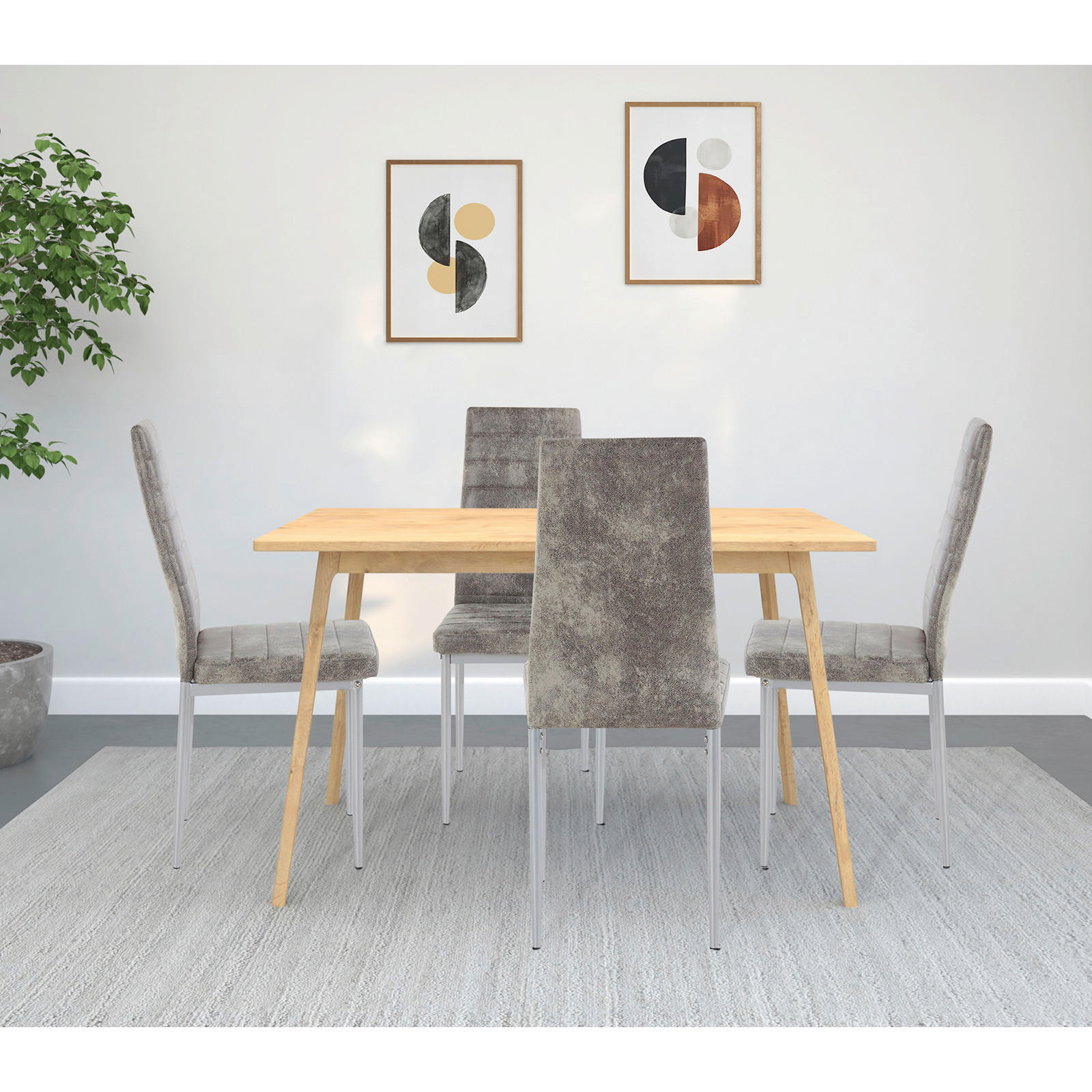 STUHL-SET Mikrofaser Hellgrau  - Hellgrau/Grau, Design, Textil/Metall (42/98/53cm) - MID.YOU