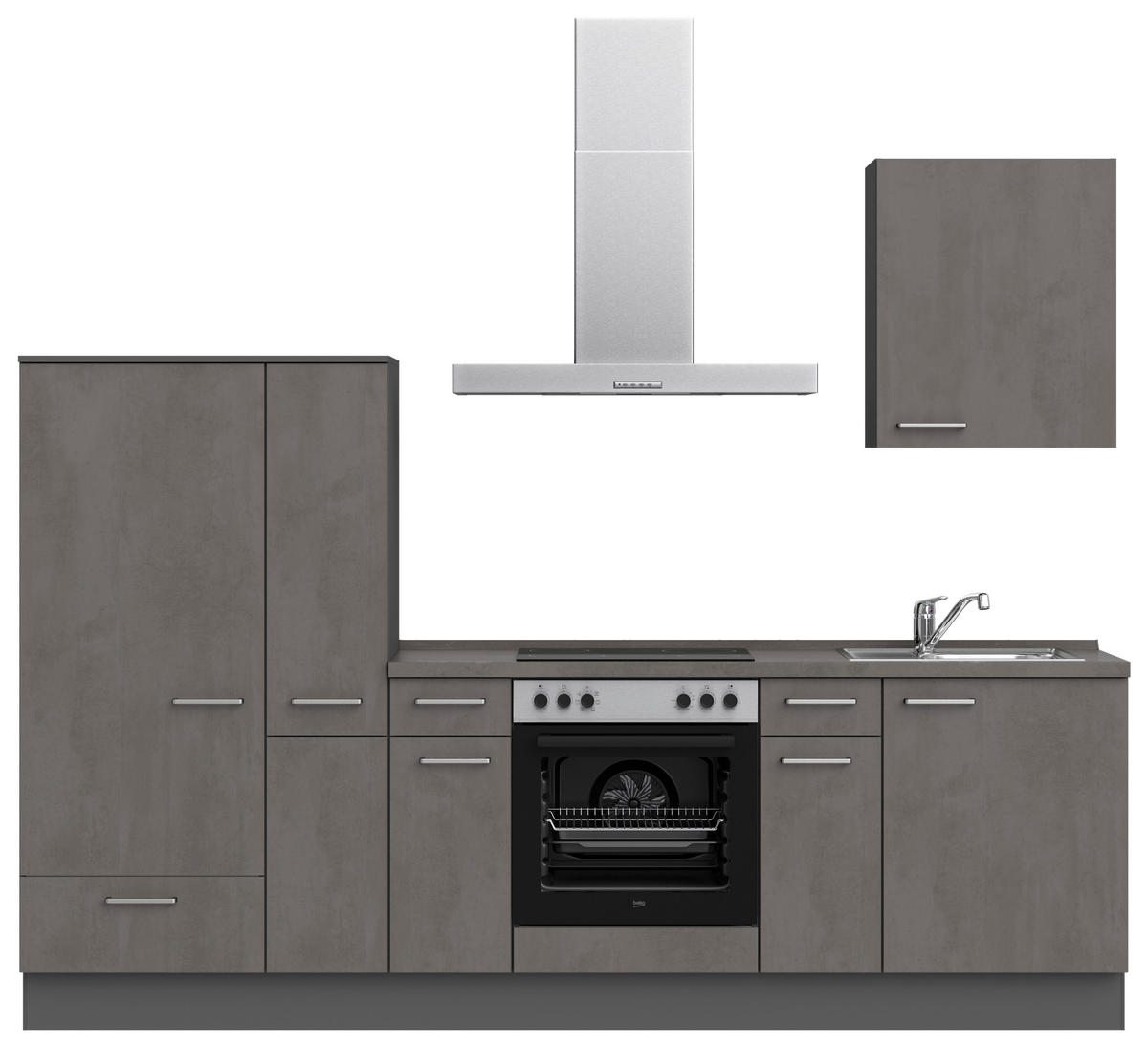 KÜCHENLEERBLOCK Riva 270 cm  in Weiß, Schieferfarben  - Schieferfarben/Edelstahlfarben, MODERN, Holzwerkstoff/Metall (270cm) - Nobilia