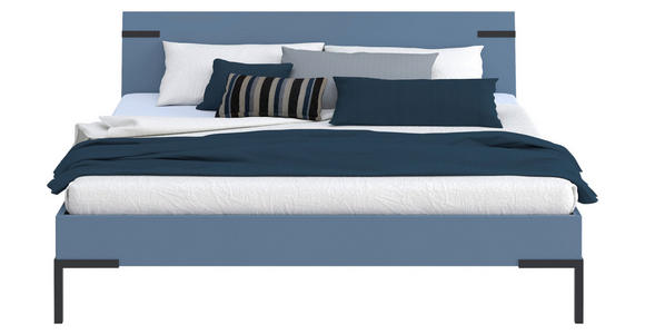 BETT 180/200 cm,  in Blau  - Blau/Schwarz, Design, Metall (180/200cm) - Xora