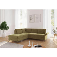 ECKSOFA ROCHELLE E Olivgrün Flachgewebe  - Schwarz/Olivgrün, KONVENTIONELL, Textil/Metall (216/240cm) - Sit & More