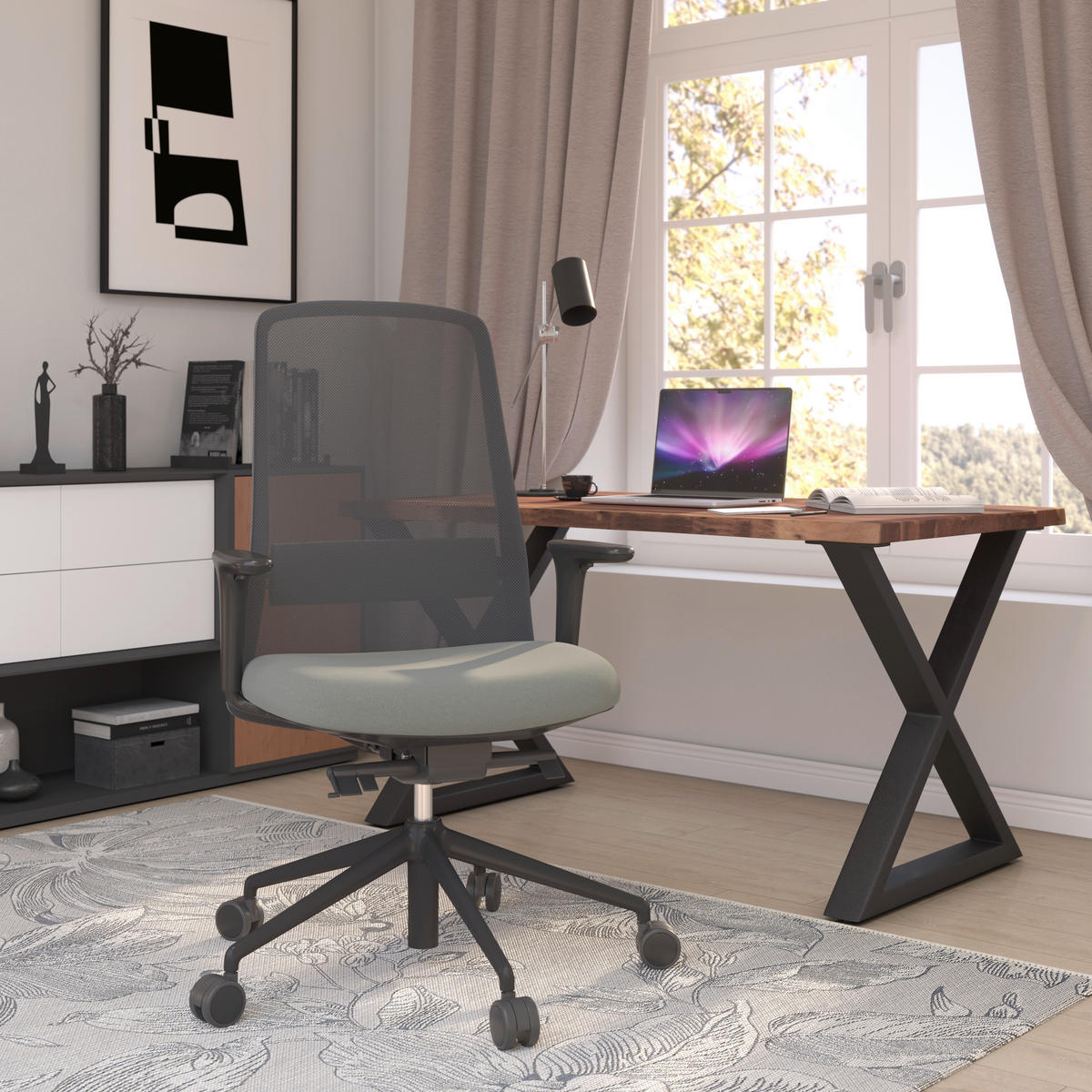 DREHSTUHL Schwarz, Dunkelgrün  - Dunkelgrün/Schwarz, MODERN, Kunststoff/Textil (70/103-115/70cm)