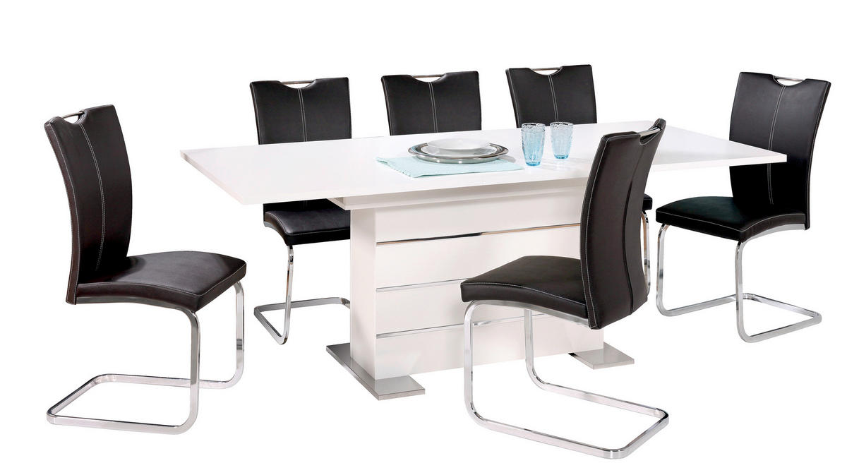 JEDILNA MIZA, bela  - bela, Design, leseni material (160/200/90/75cm) - Xora