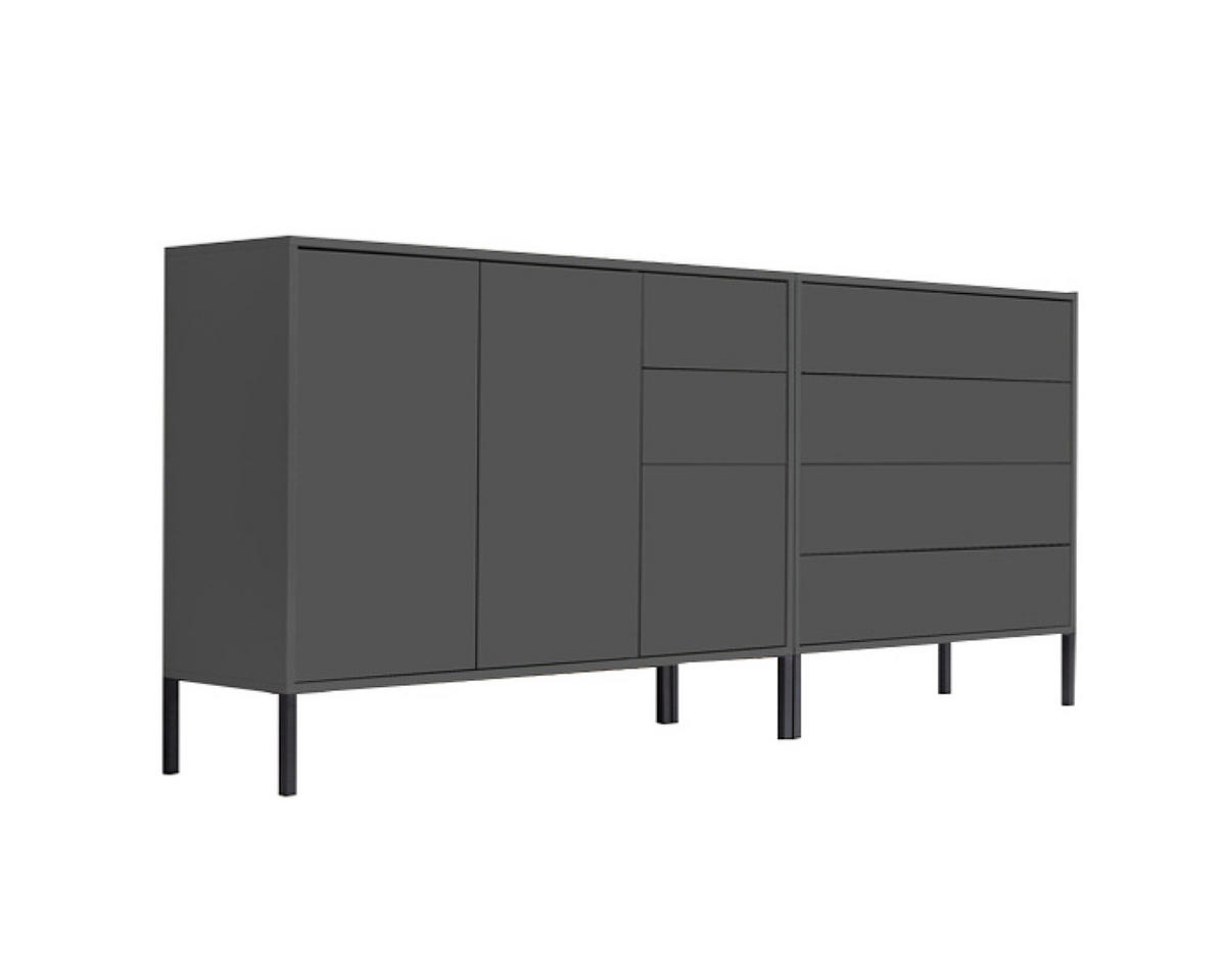 SIDEBOARD  in 184,5/86/33 cm  - Anthrazit, MODERN, Holzwerkstoff/Metall (184,5/86/33cm) - MID.YOU