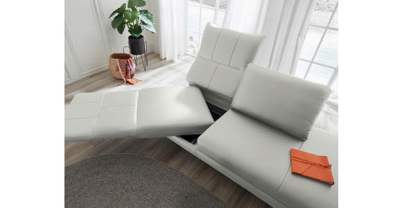 RÉCAMIERE in Echtleder Hellgrau - Chromfarben/Hellgrau, Design, Leder/Metall (209/85-109/95-16cm) - Dieter Knoll