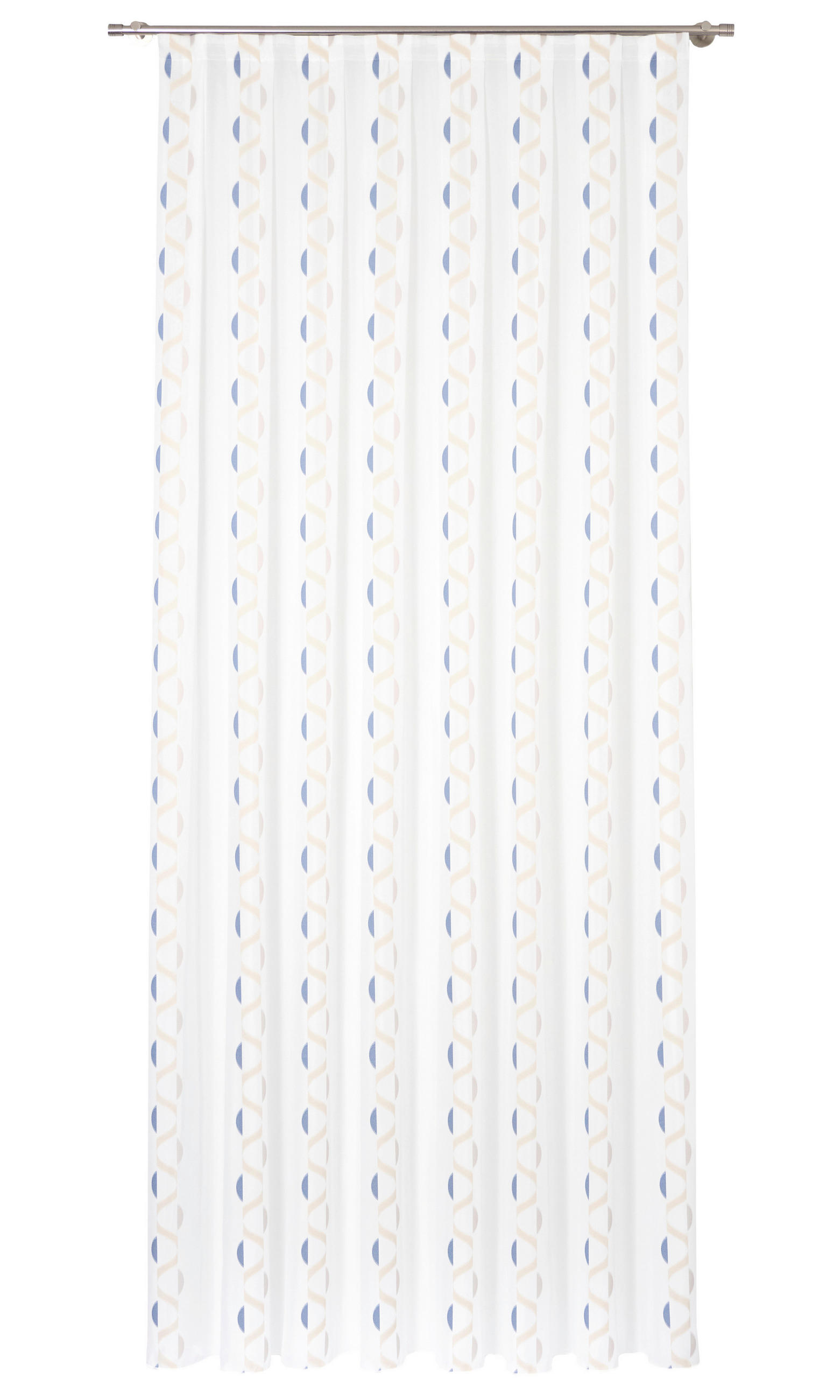 Perdea Tip Plasă  - albastru/crem, Basics, textil (290cm) - Ambiente