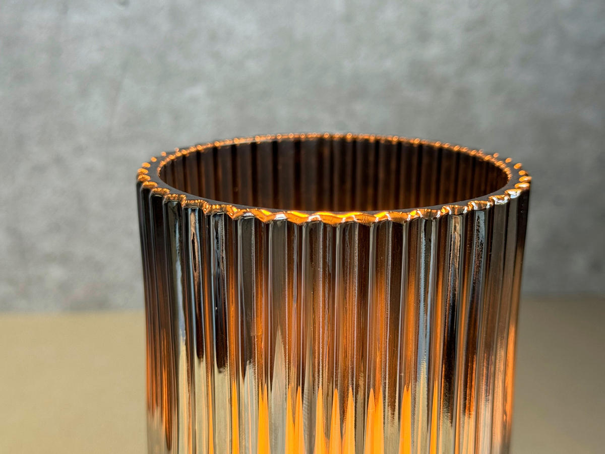 AKKU-TISCHLEUCHTE Ariva Pro 9,5/14,5 cm  - Graubraun/Grau, Design, Glas/Metall (9,5/14,5cm)