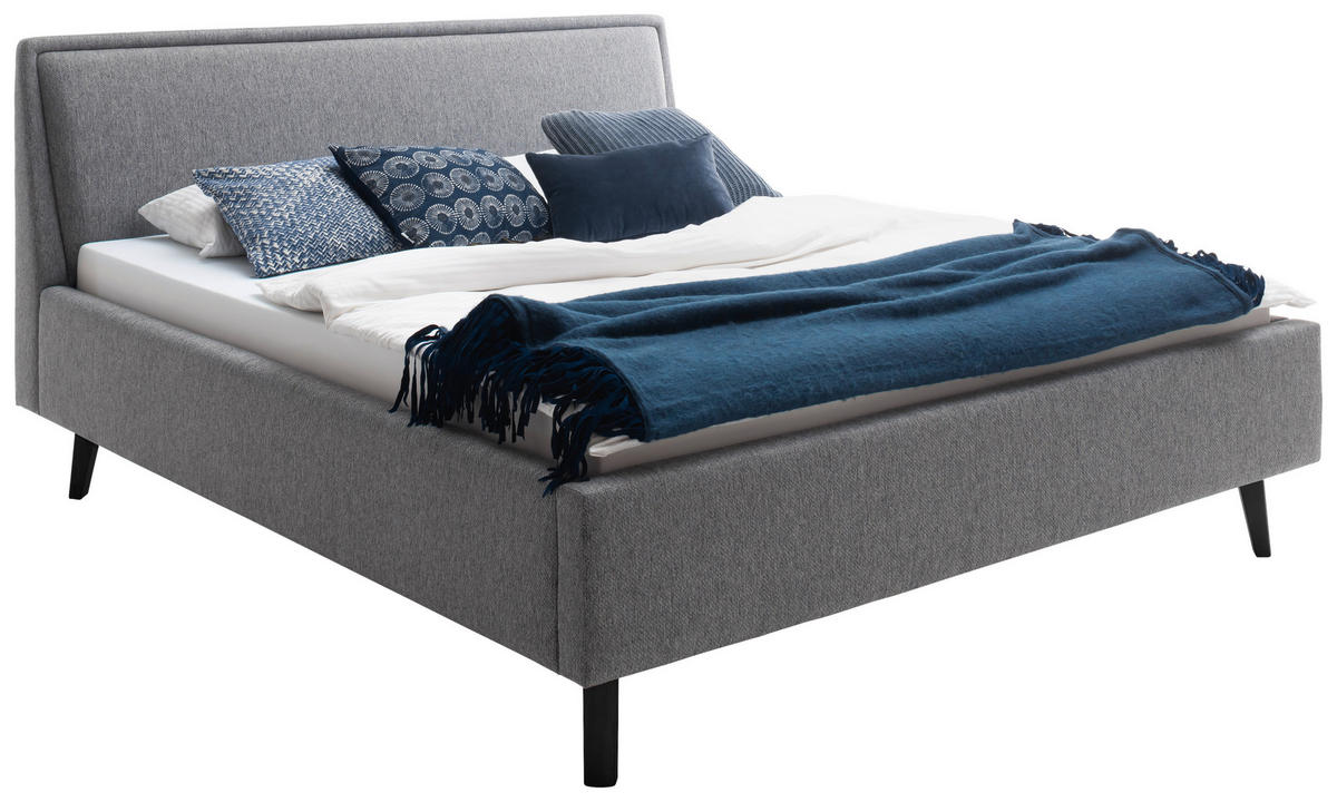 POLSTERBETT 160/200 cm  in Grau  - Schwarz/Grau, Konventionell, Holz/Textil (160/200cm) - Livetastic