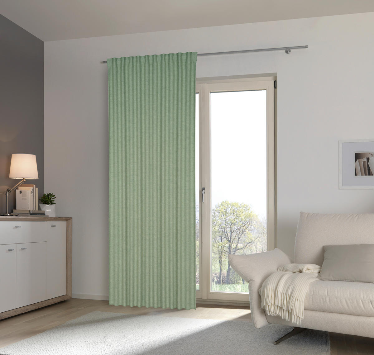 HOTOVÝ ZÁVĚS, neprůsvitné, 140/245 cm - zelená, Basics, textil (140/245cm) - Esposa