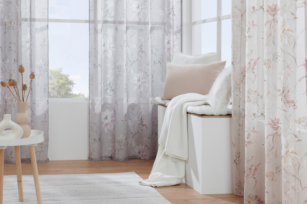 HOTOVÝ ZÁVES, polopriehľadné, 140/245 cm - béžová/červená, Basics, textil (140/245cm) - Esposa