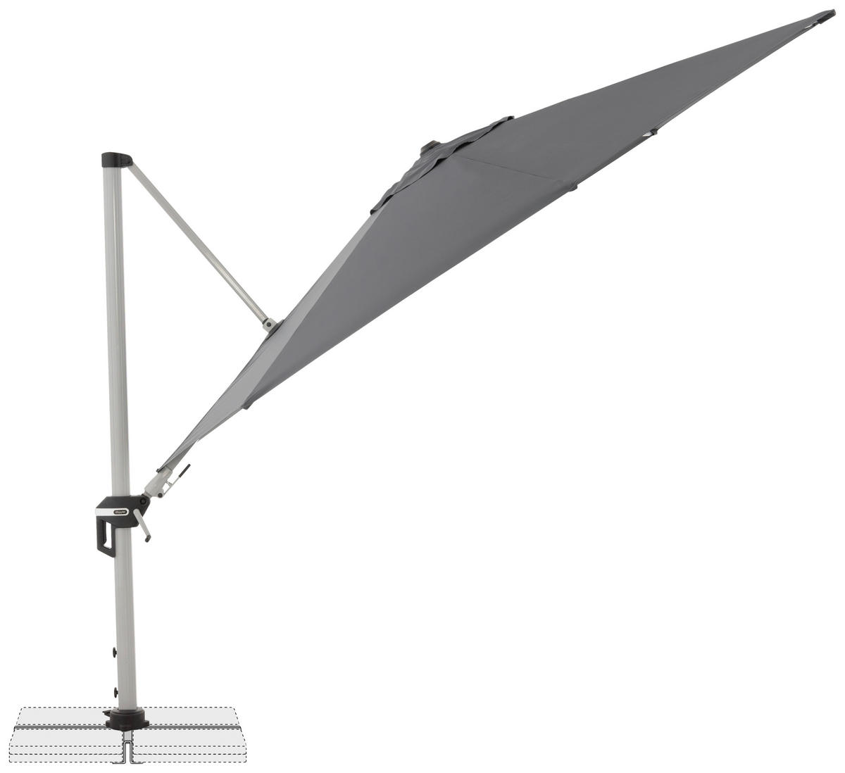 AMPELSCHIRM 370 cm Anthrazit  - Anthrazit/Silberfarben, Basics, Textil/Metall (370cm) - Doppler