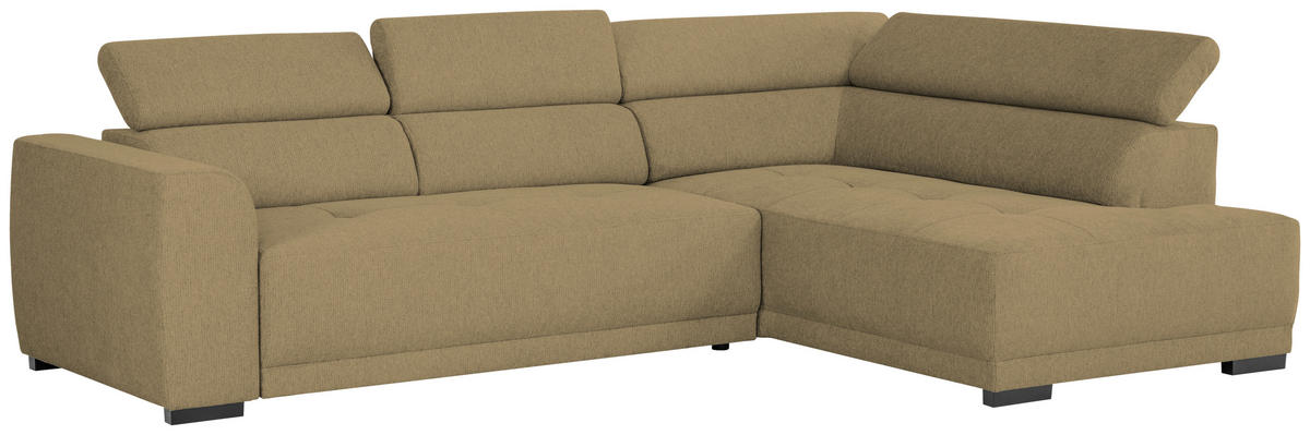 ECKSOFA in Struktur Olivgrün  - Schwarz/Olivgrün, Design, Kunststoff/Textil (284/205cm) - MID.YOU