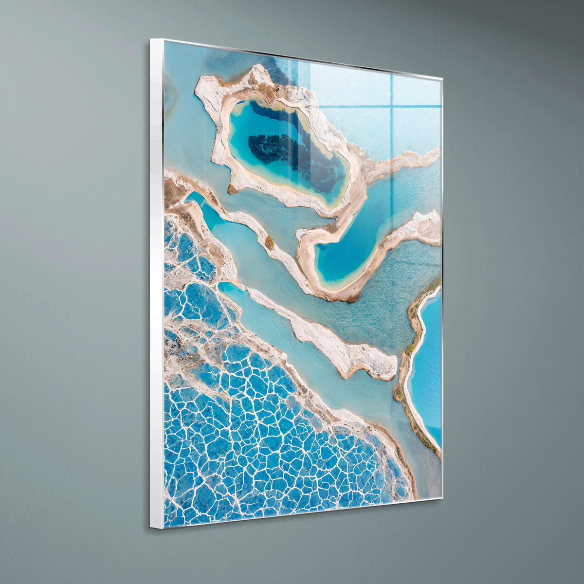 GLASBILD 80/120 cm  - Blau/Beige, Basics, Glas/Holz (80/120cm)