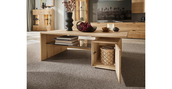 COUCHTISCH in Holz, Glas 120/70/42 cm - Natur, Glas/Holz (120/70/42cm) - Valnatura