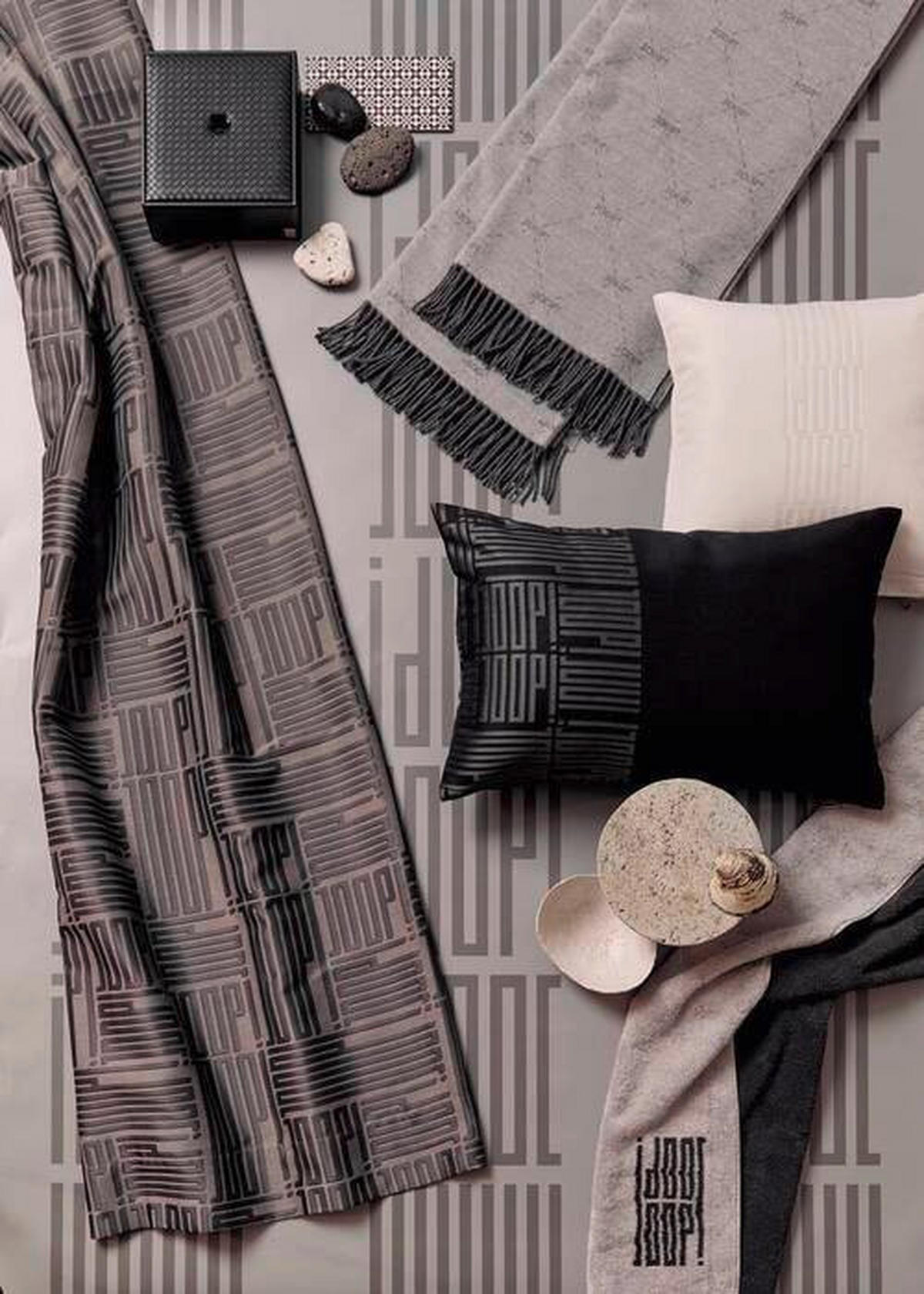 KISSENBEZUG J!Fine Bars 50/50 cm  - Weiss/Creme, Design, Textil (50/50cm) - Joop!