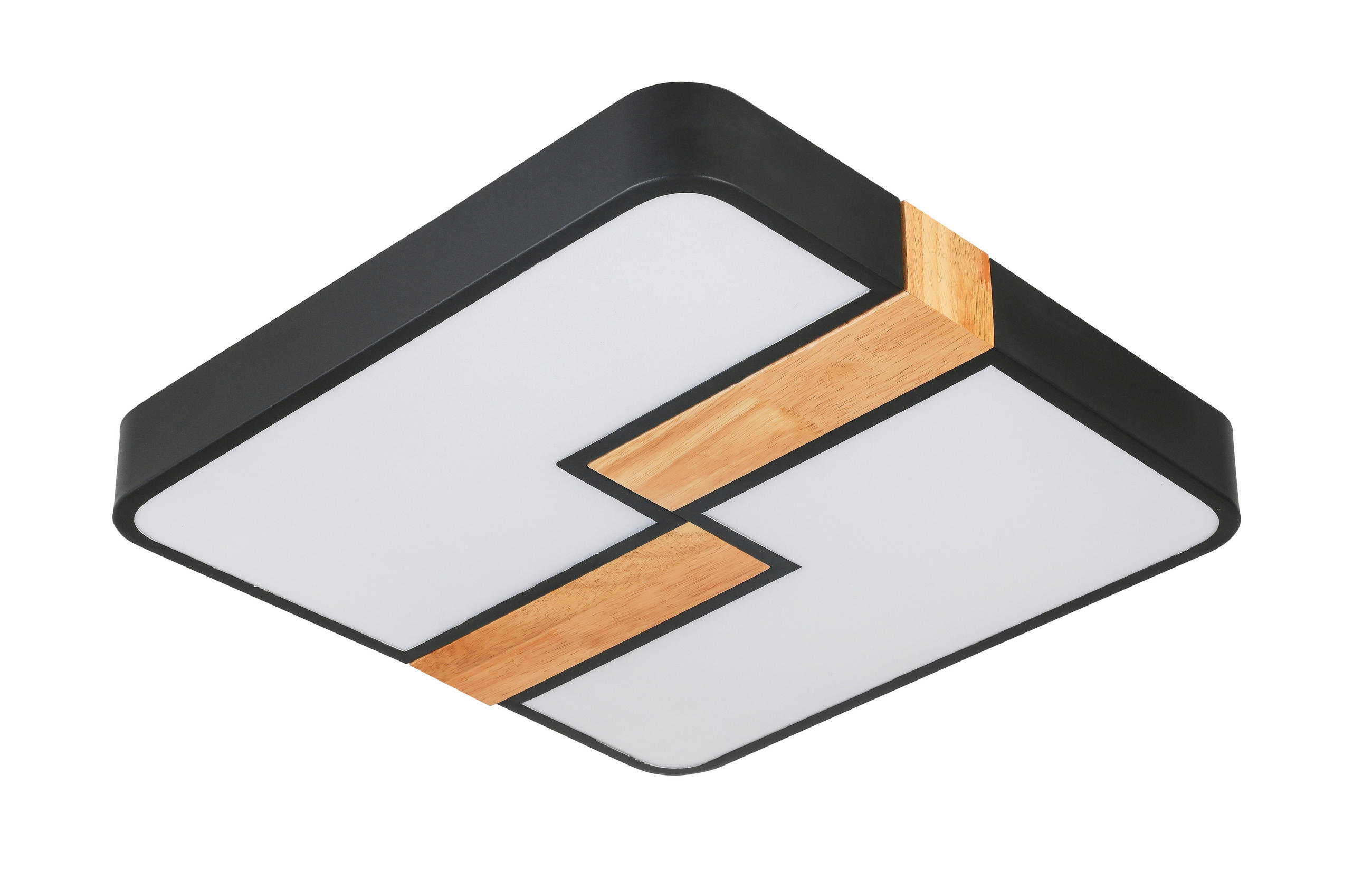 LED MENNYEZETI LÁMPA - tölgyfa színű/fekete, Basics, műanyag/fa (40/40/5,5cm) - Novel