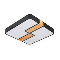 LED MENNYEZETI LÁMPA - tölgyfa színű/fekete, Basics, műanyag/fa (40/40/5,5cm) - Novel